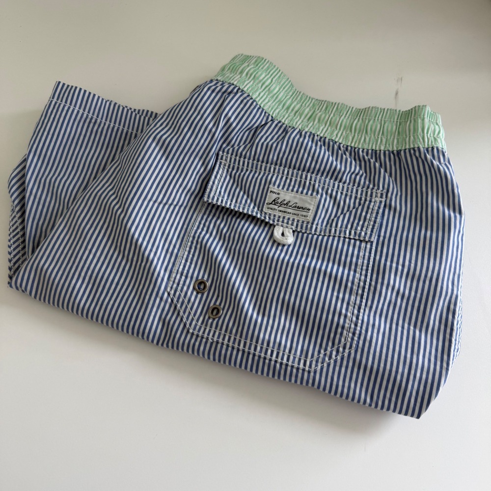 Polo Ralph Lauren Mens Blue Green Striped Swim Trunks XXL